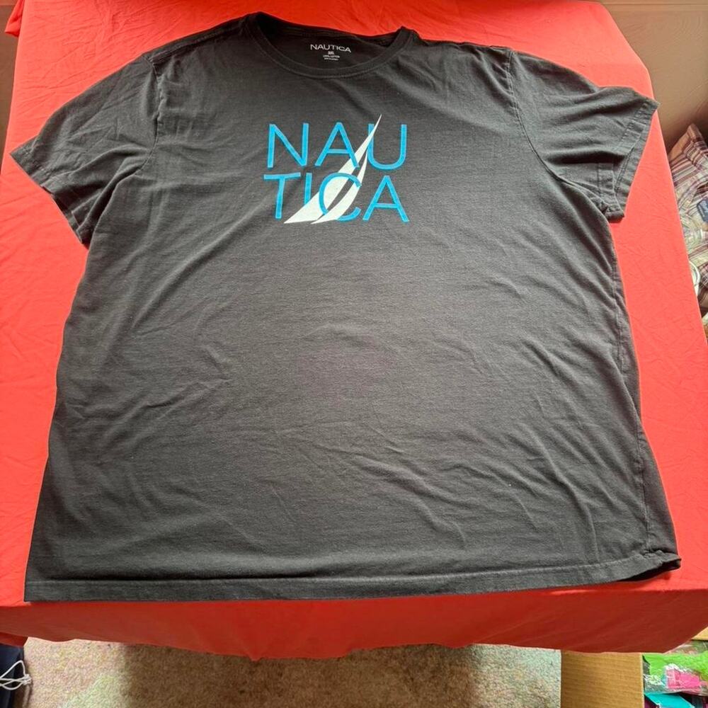 Nautica black with blue and white decal casual t-shirt- Men's 3XL